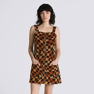NEW Vans Jagger Corduroy Zip Front Checkerboard Mini Dress Sz XL NWT